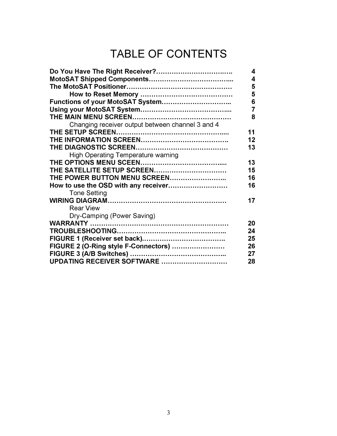 Sony EXECUTIVE / MiniDome OSD user manual Table of Contents 