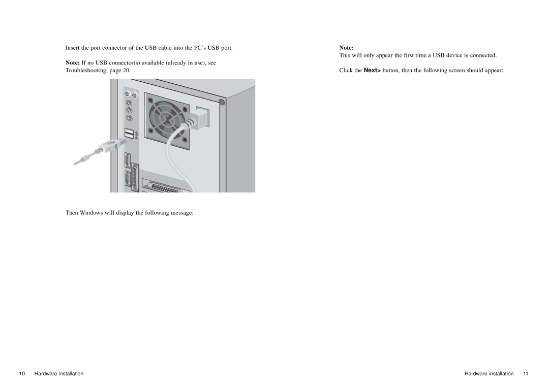 Sony External USB manual Hardware installation 