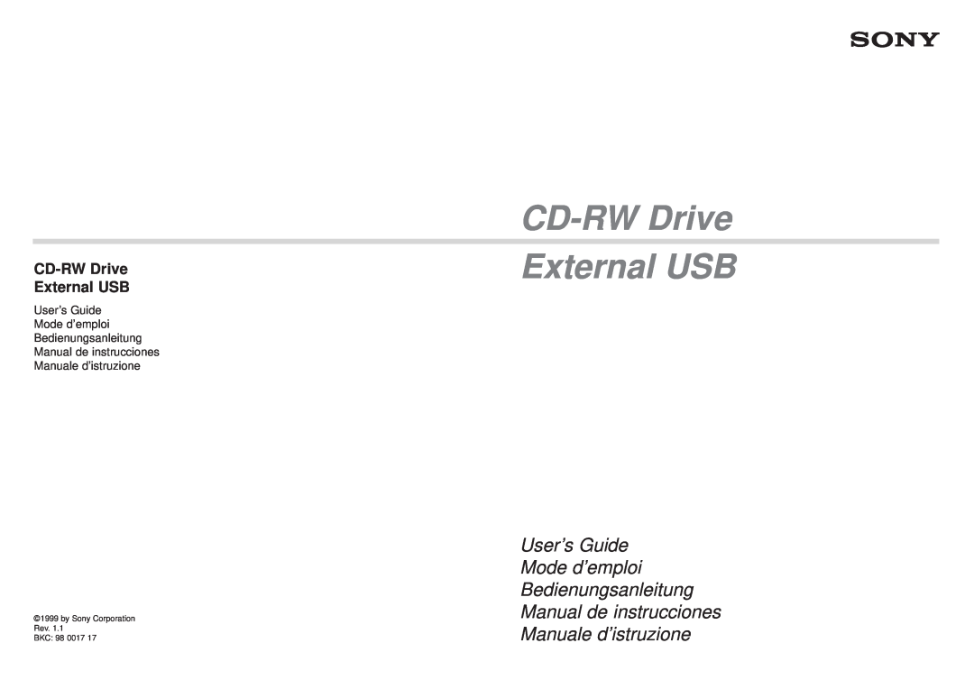 Sony manual CD-RWDrive External USB 
