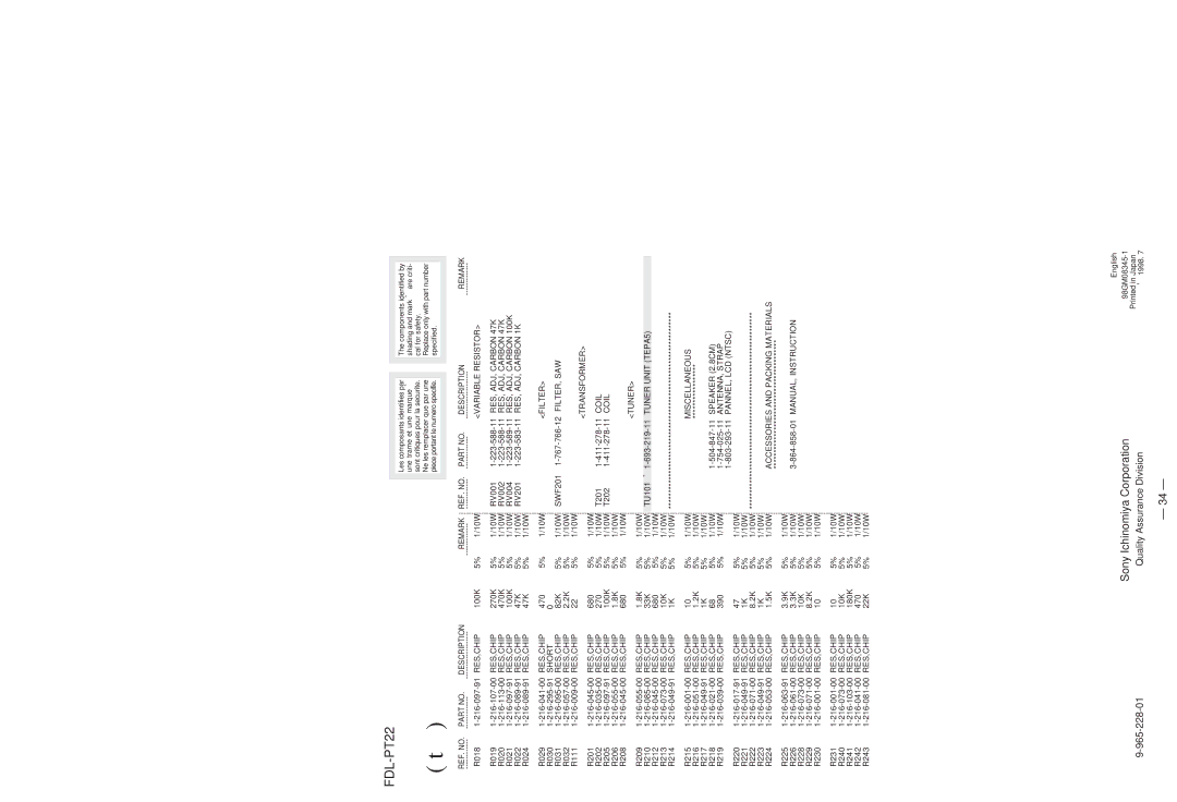 Sony FDL-PT22/JE service manual 