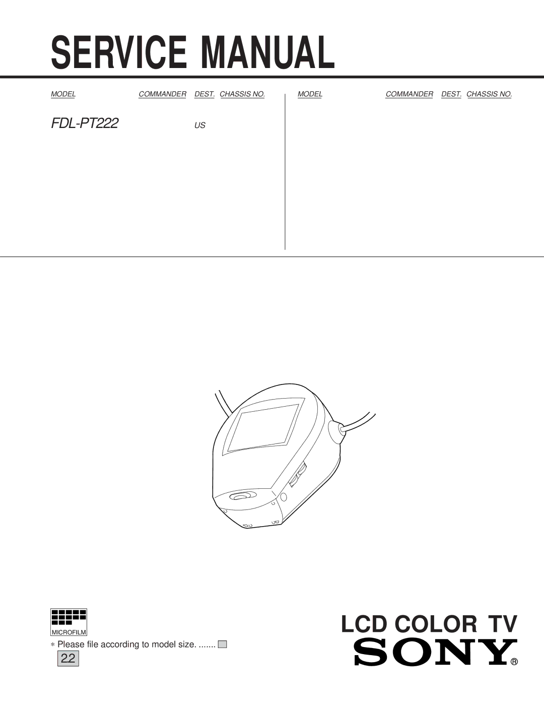 Sony FDL-PT222 service manual LCD Color TV 