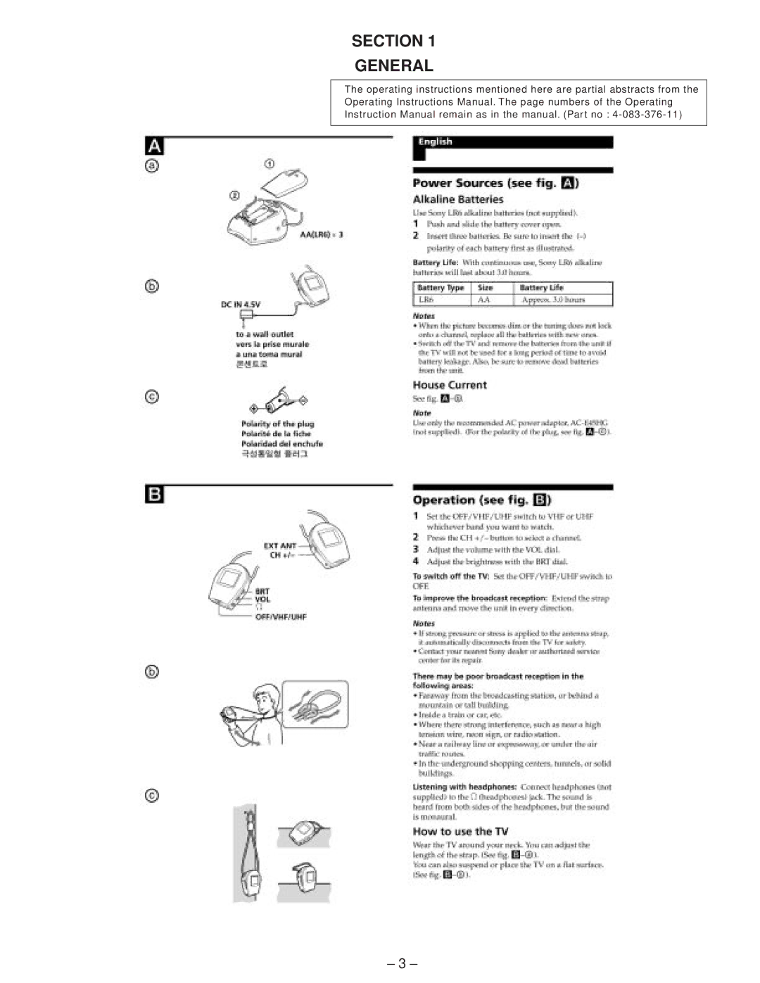 Sony FDL-PT222 service manual Section General 