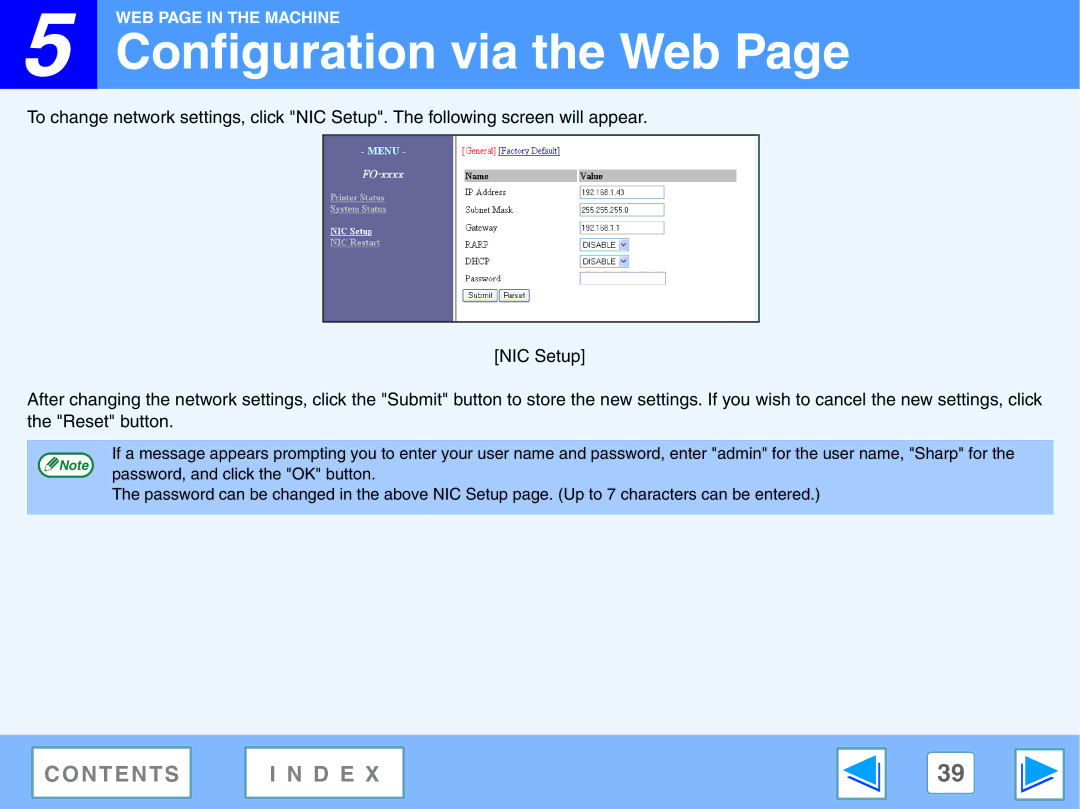 Sony FO-2080 manual Configuration via the Web 