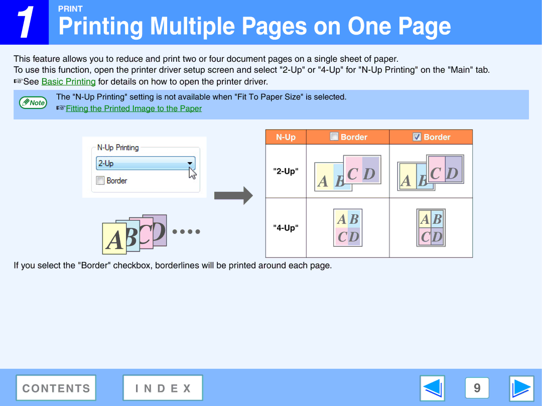 Sony FO-2080 manual Printing Multiple Pages on One 