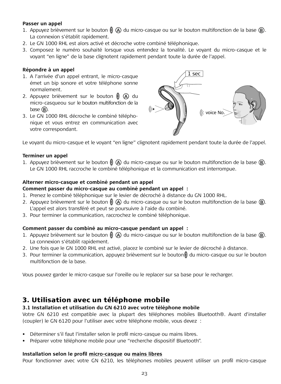 Sony FR 20 manual Utilisation avec un téléphone mobile 