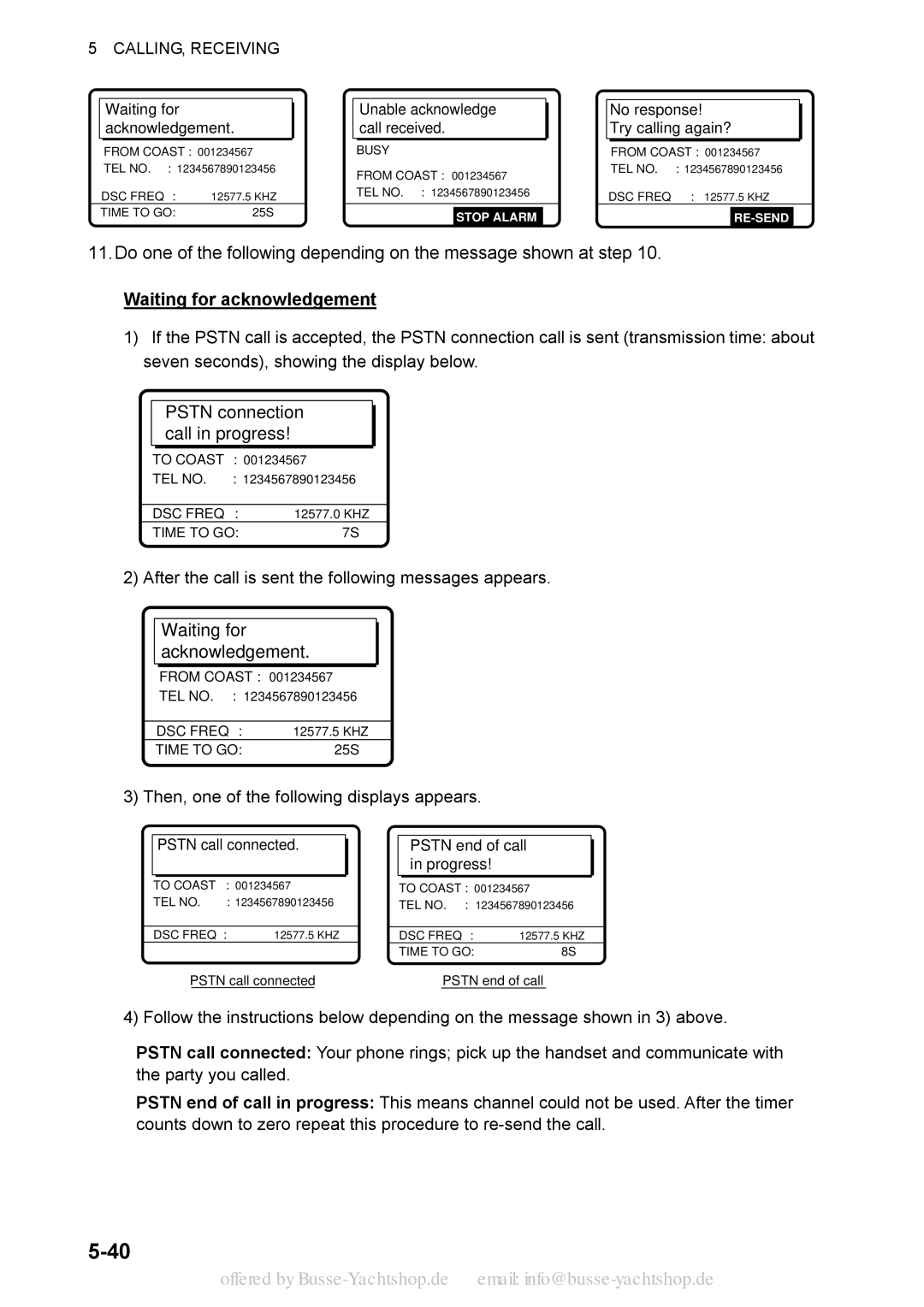 Sony FS-1570, FS-2570 manual Waiting for acknowledgement, Then, one of the following displays appears 