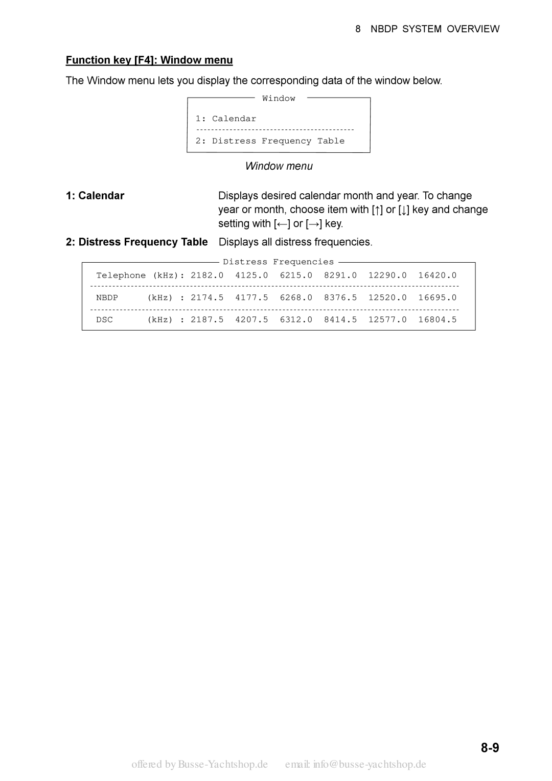 Sony FS-2570 Function key F4 Window menu, Displays desired calendar month and year. To change, Setting with ← or → key 