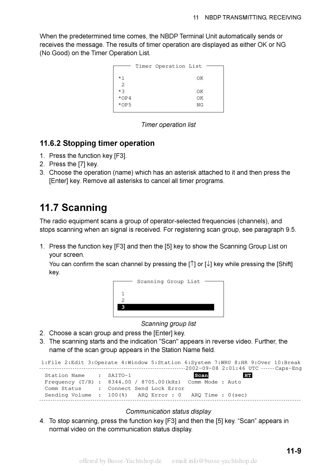 Sony FS-2570, FS-1570 manual Scanning, Stopping timer operation, 11-9 