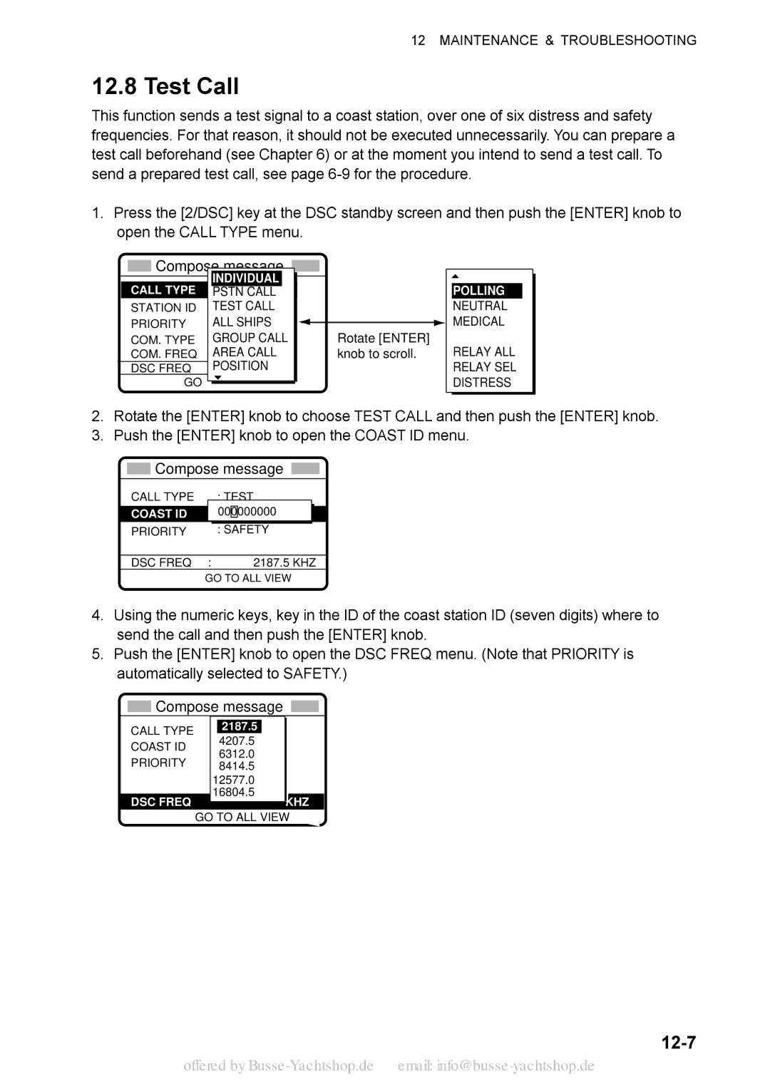 Sony FS-2570, FS-1570 manual Test Call, 12-7 