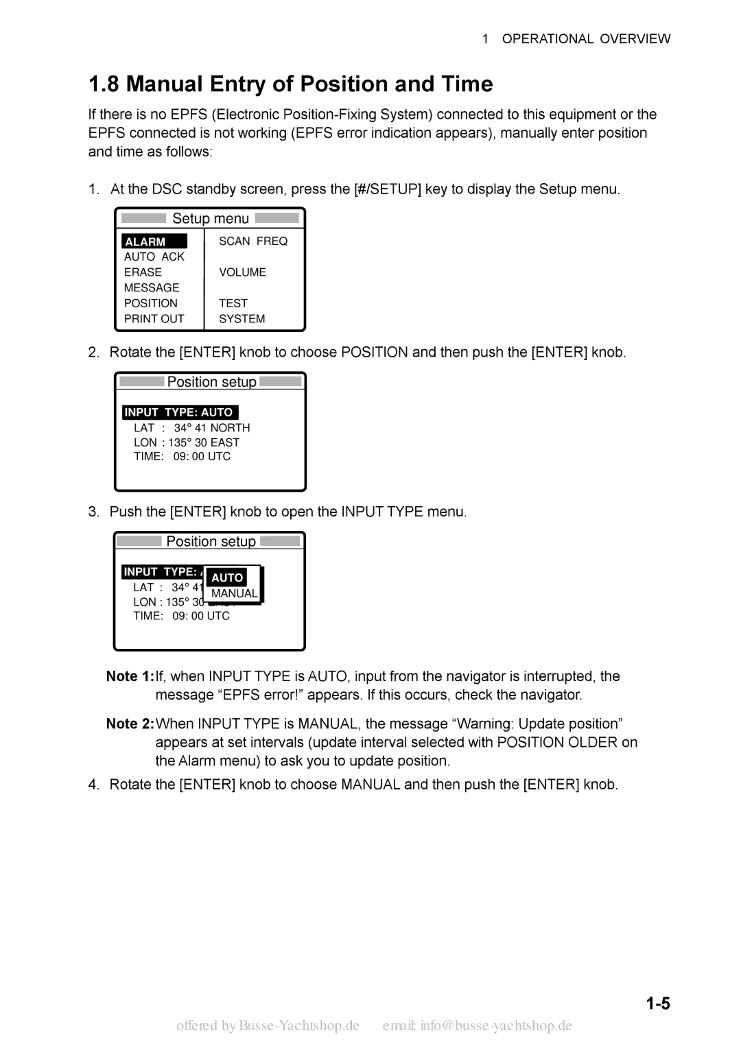 Sony FS-2570, FS-1570 manual Manual Entry of Position and Time 