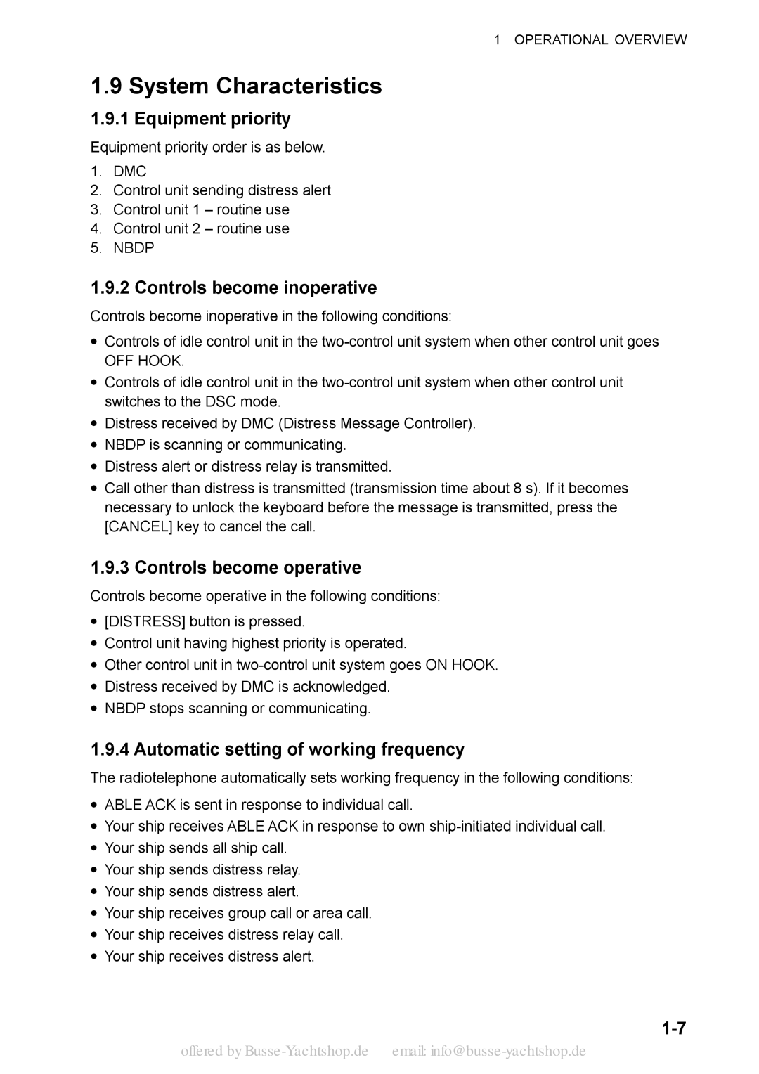 Sony FS-2570, FS-1570 System Characteristics, Equipment priority, Controls become inoperative, Controls become operative 