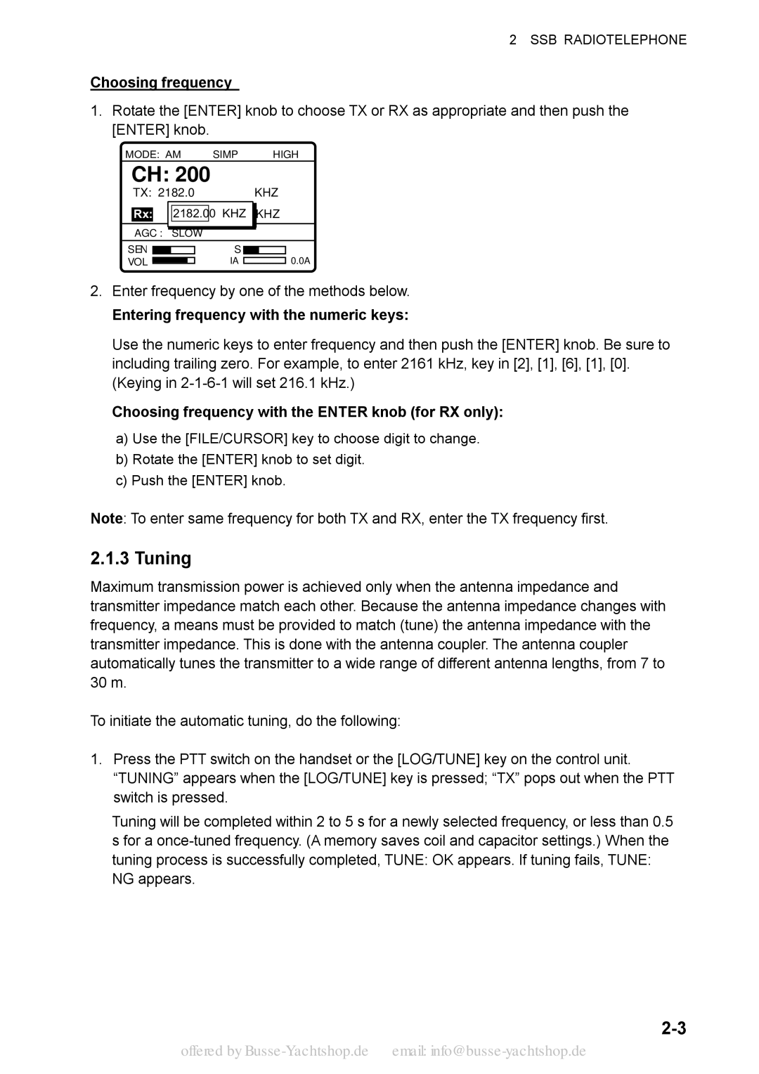 Sony FS-2570, FS-1570 manual Tuning, Choosing frequency, Enter frequency by one of the methods below 