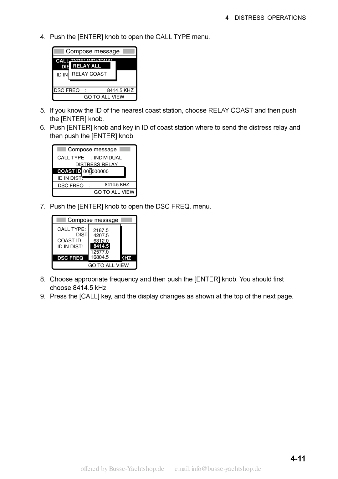 Sony FS-2570, FS-1570 manual Push the Enter knob to open the DSC FREQ. menu, Compose message 