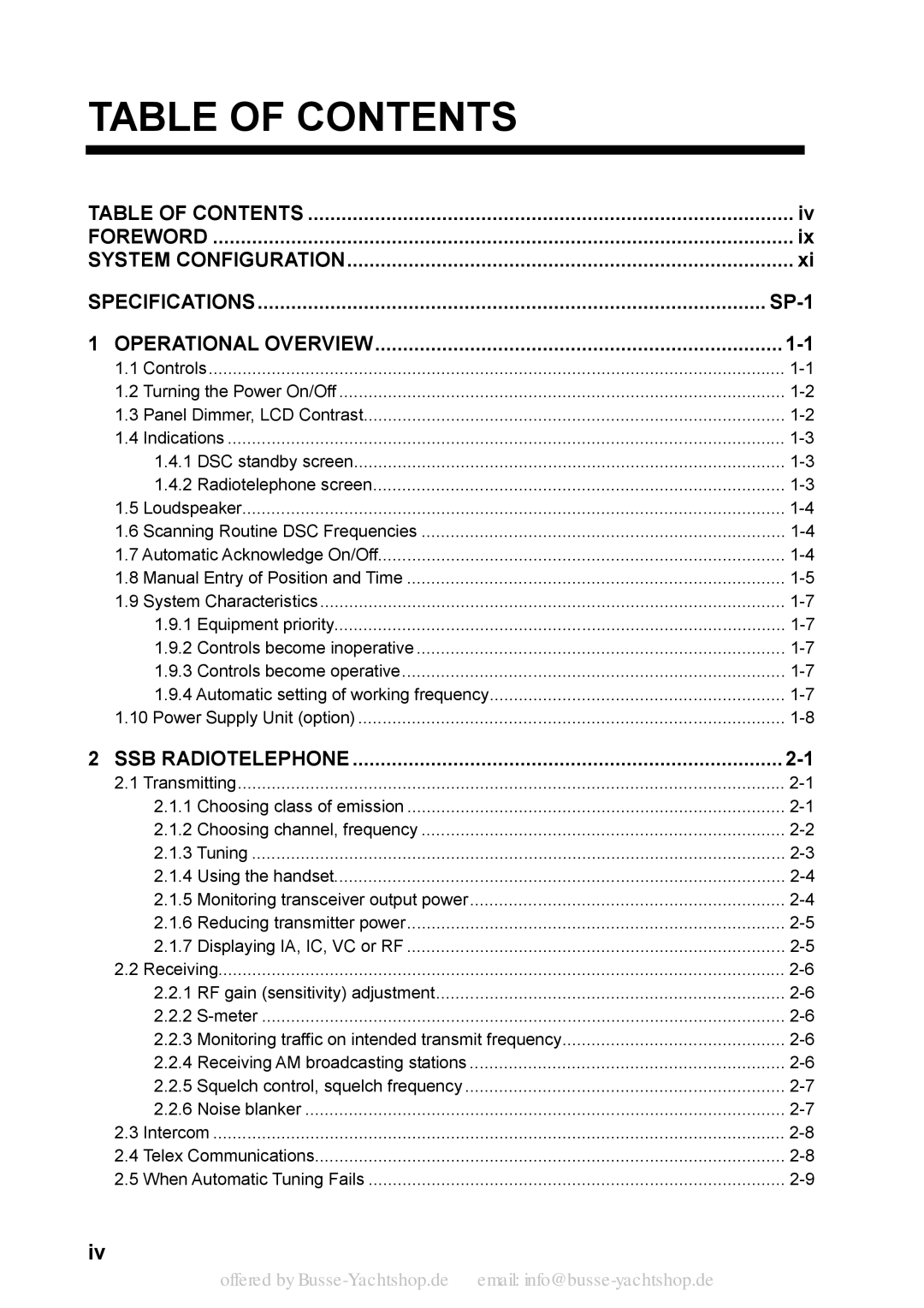 Sony FS-1570, FS-2570 manual Table of Contents 