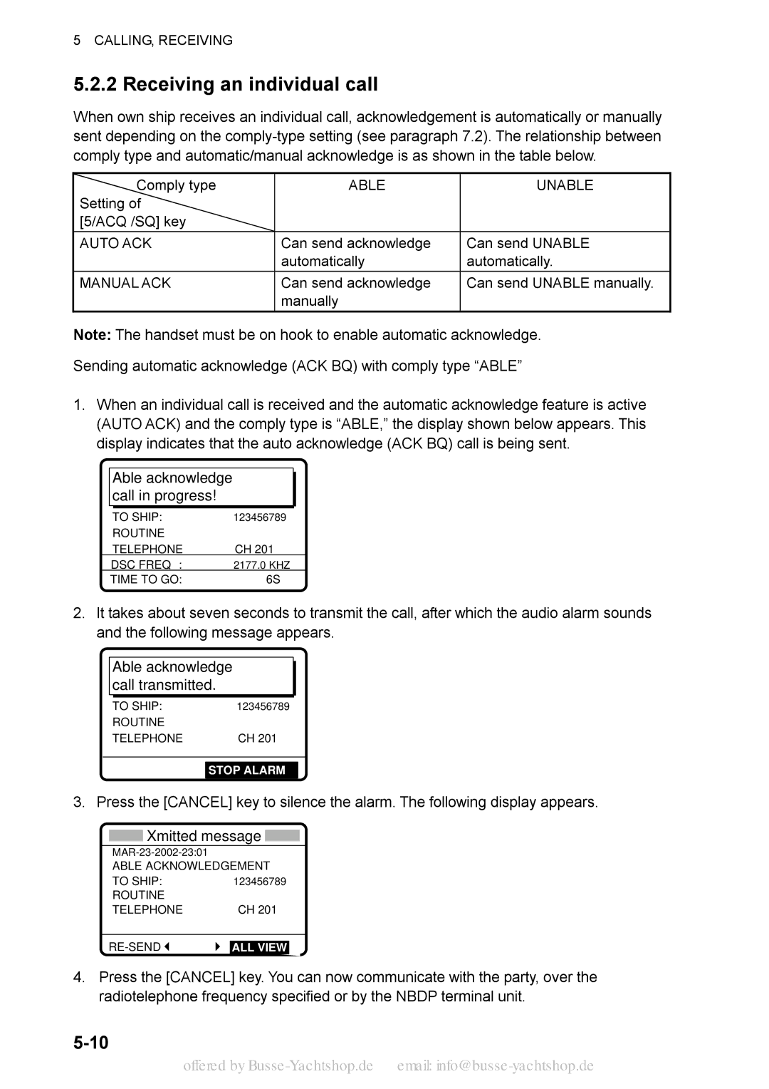 Sony FS-1570, FS-2570 manual Setting ACQ /SQ key, Can send acknowledge Can send Unable Automatically 