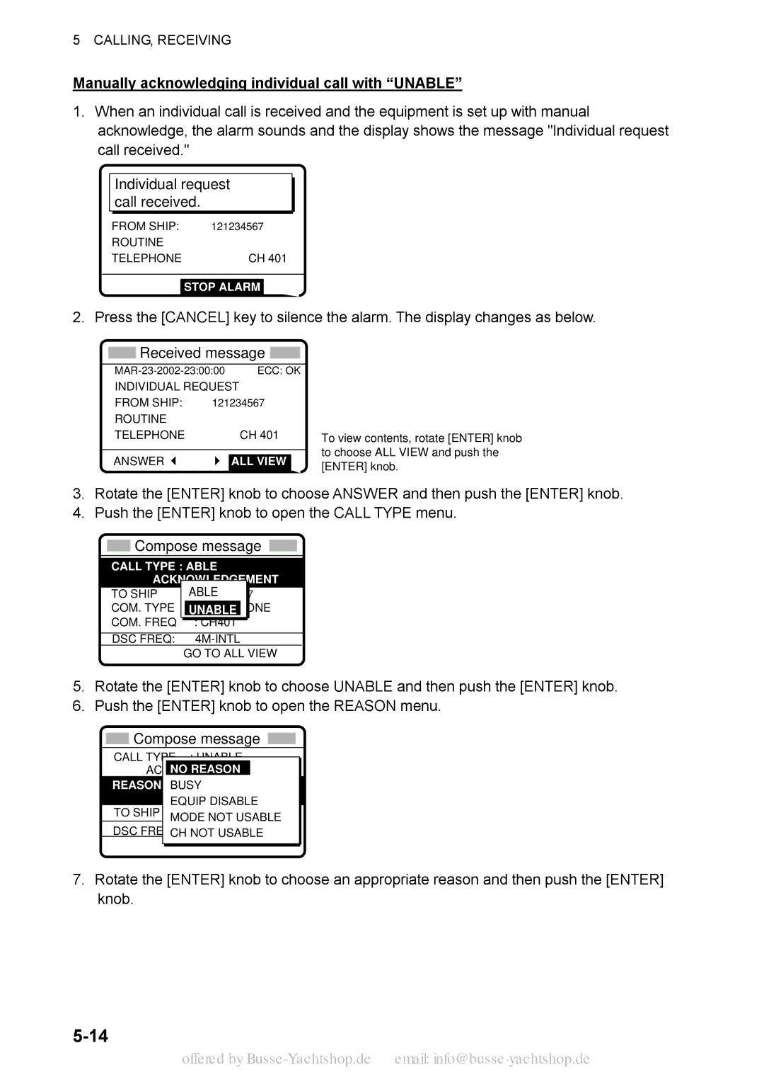 Sony FS-1570, FS-2570 manual Manually acknowledging individual call with Unable 