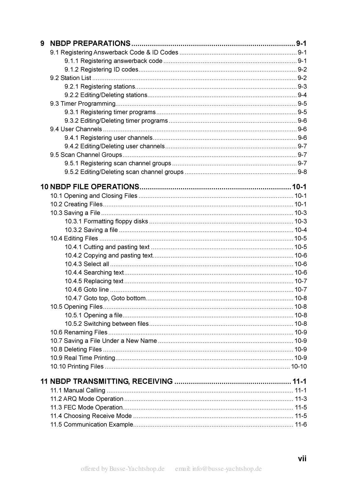 Sony FS-2570, FS-1570 manual Vii, Nbdp Preparations 