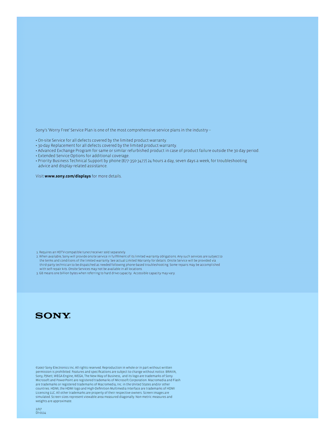 Sony FWD-42PV1, FWD-32LX2S, FWD-40LX2S manual 