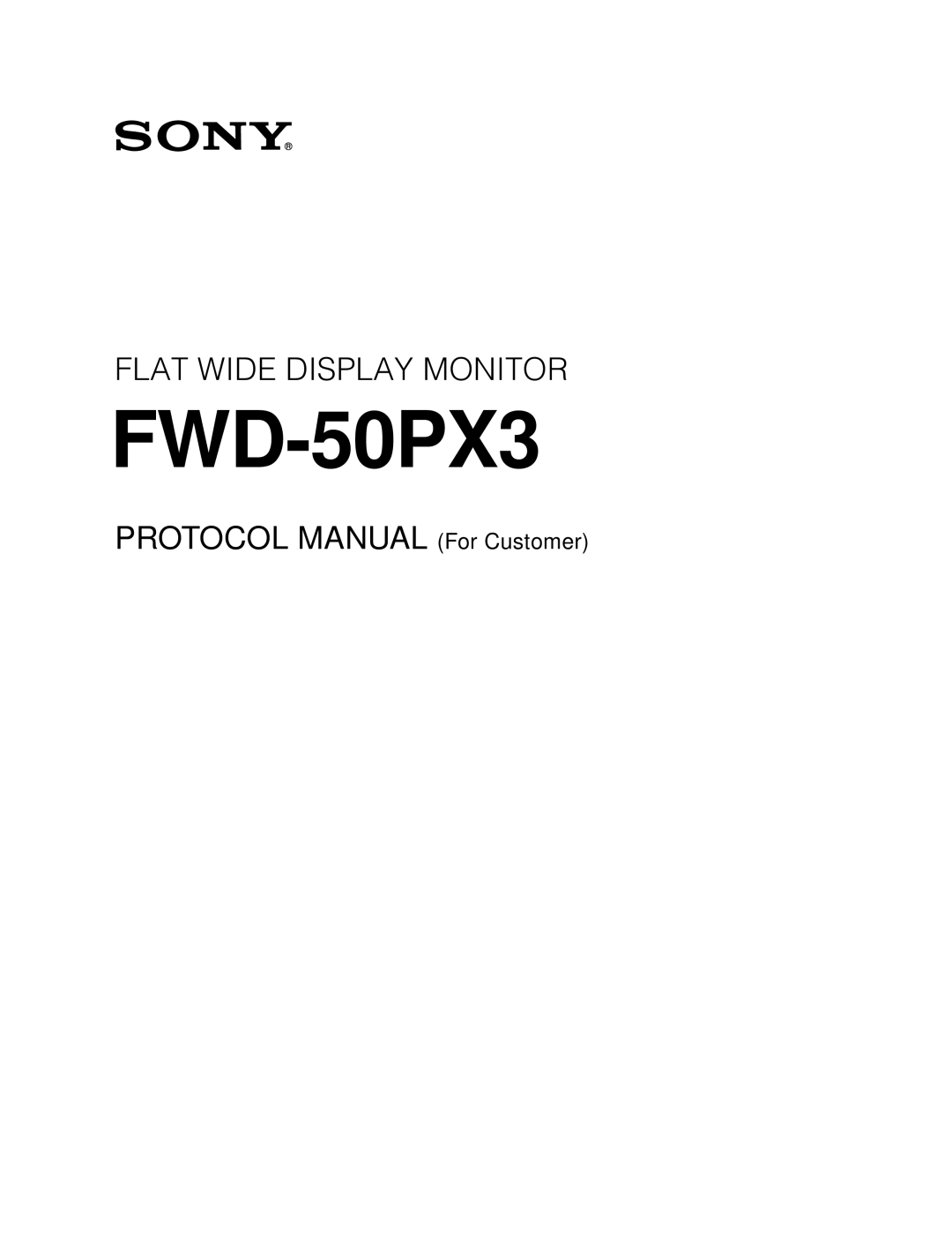 Sony FWD-50PX3 manual 