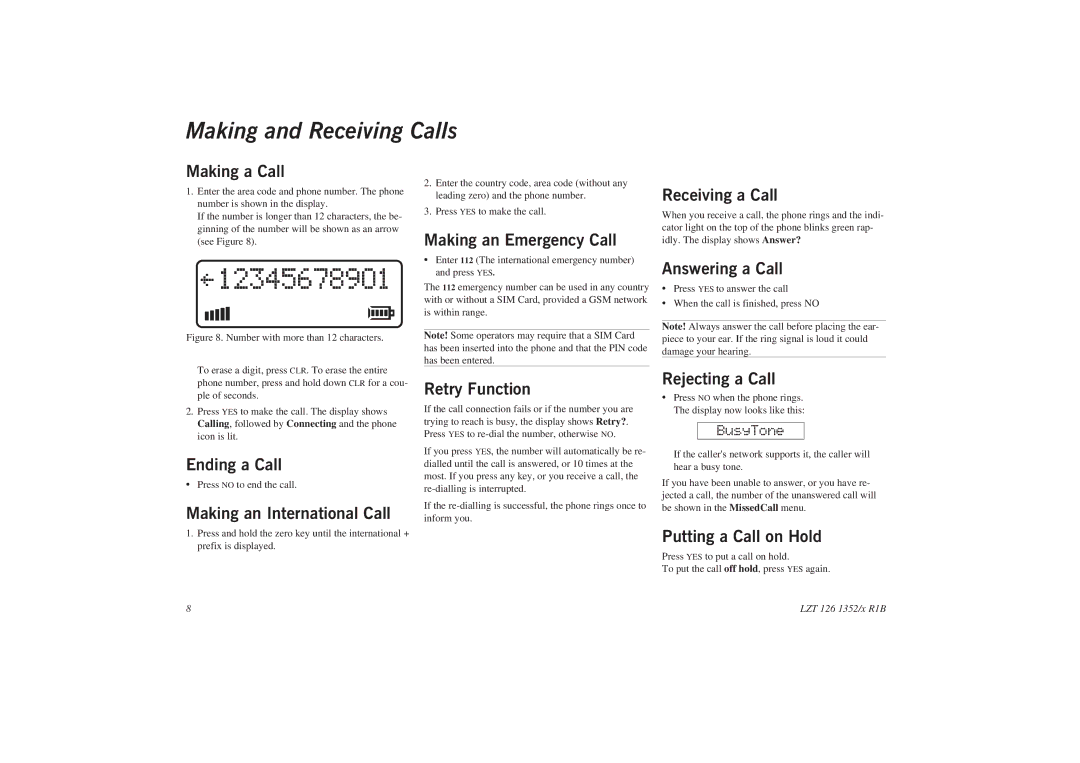 Sony GA628 user manual Making and Receiving Calls 