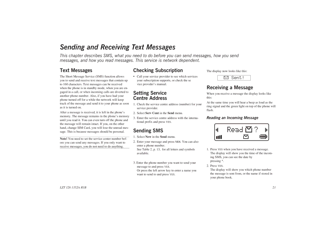 Sony GA628 user manual Sending and Receiving Text Messages 