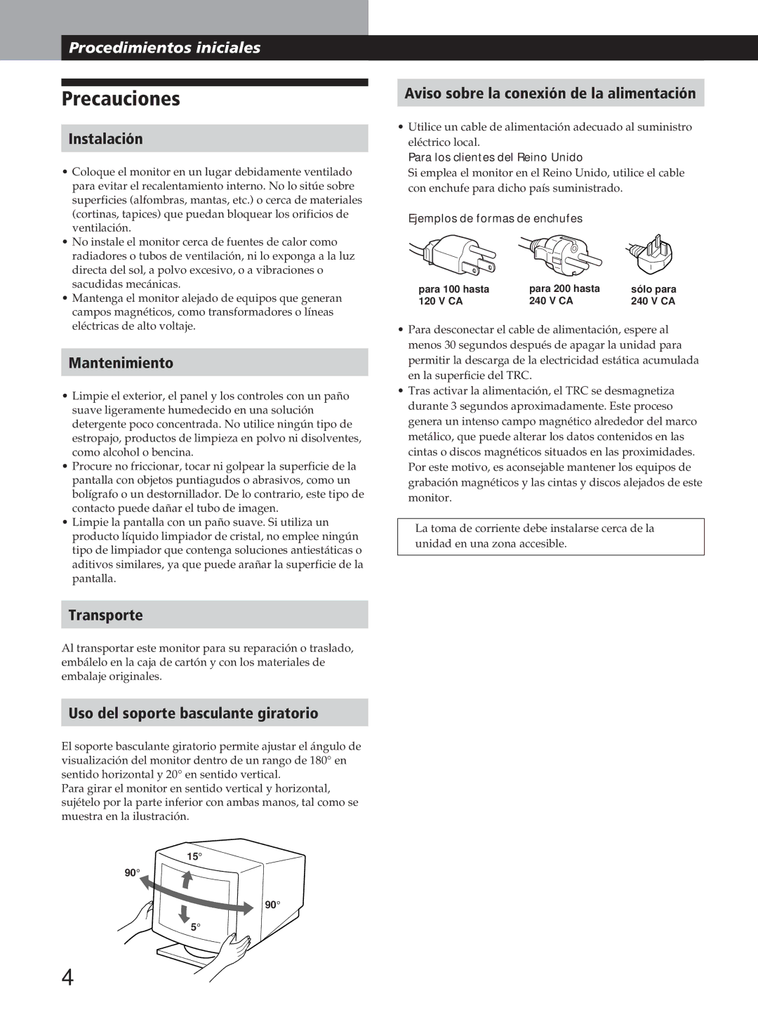 Sony GDM-200PST manual Precauciones 