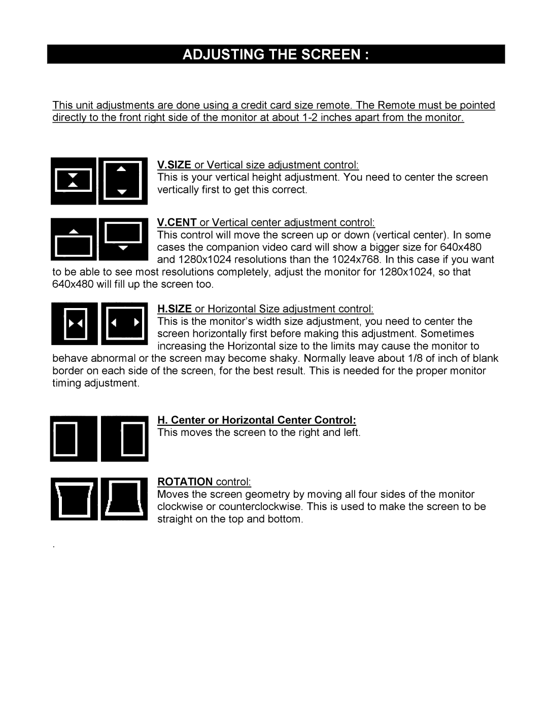 Sony GDM-20D10-15 installation manual Adjusting the Screen 