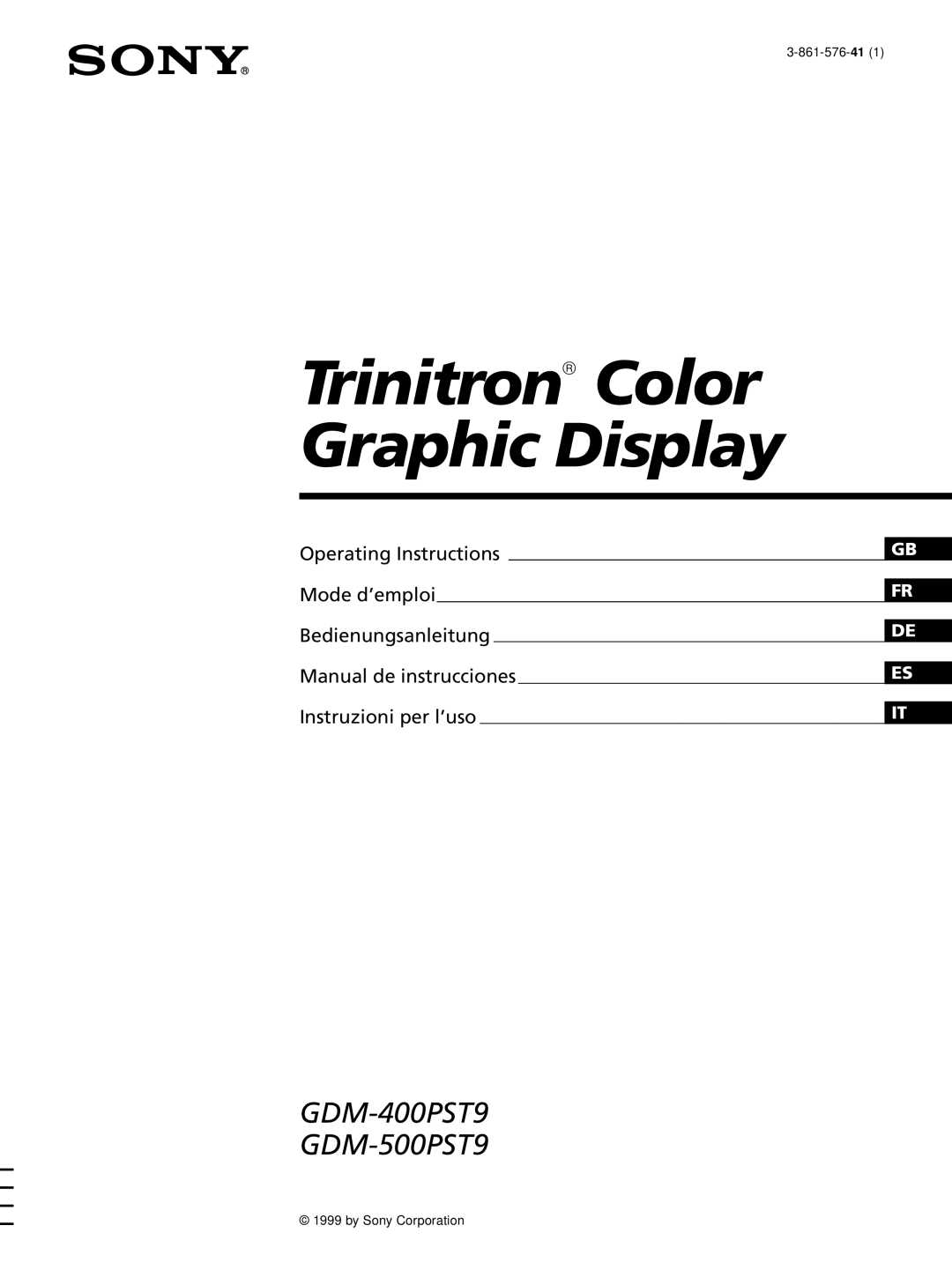 Sony GDM-400PST9 manual Trinitron Color Graphic Display 