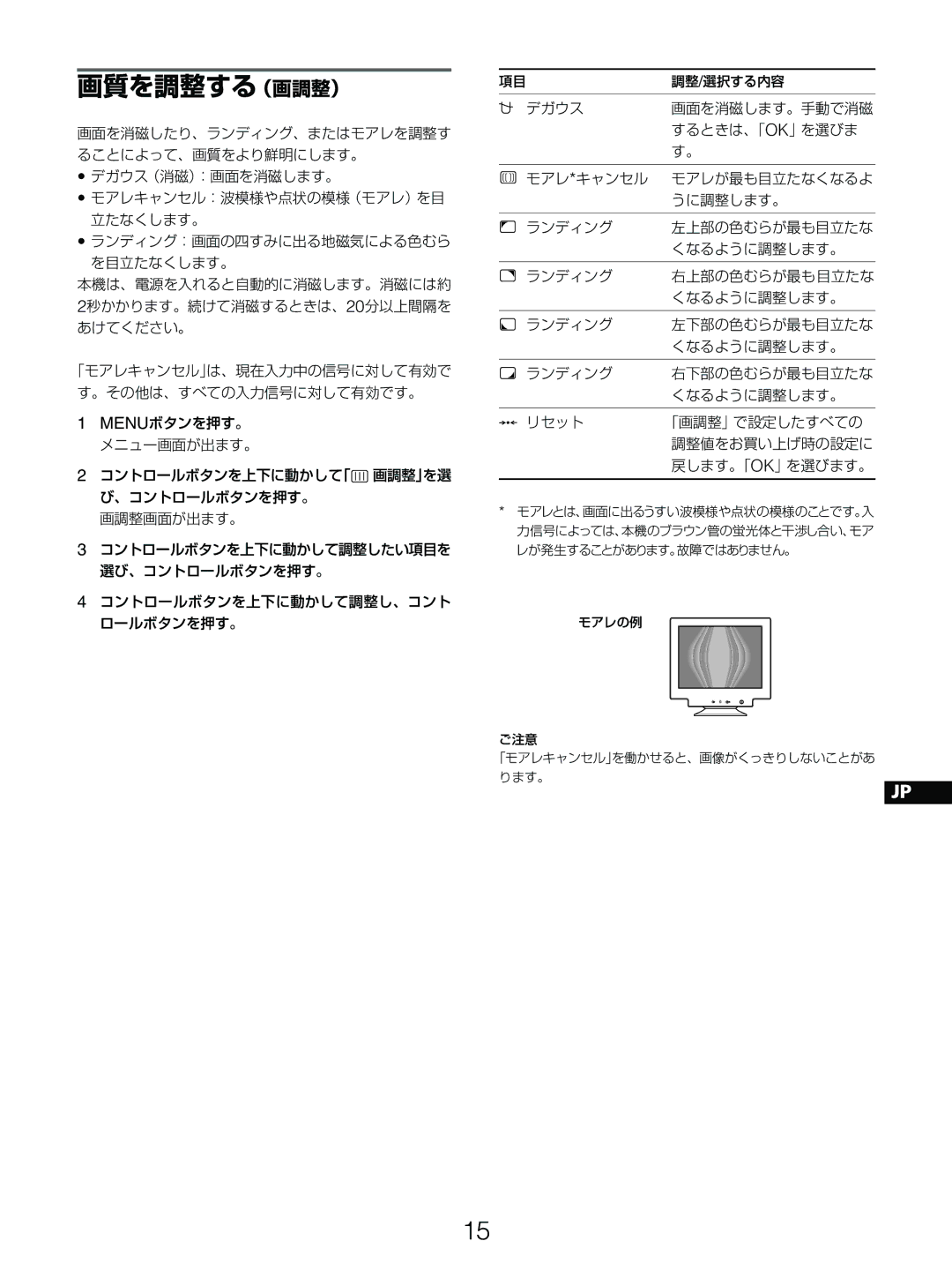 Sony GDM-5510 operating instructions 画質を調整する（画調整） 