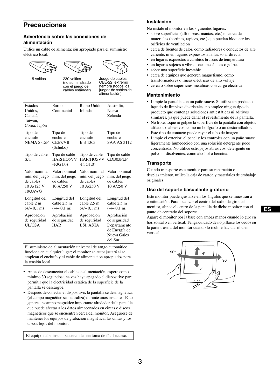 Sony GDM-5510 operating instructions Precauciones 