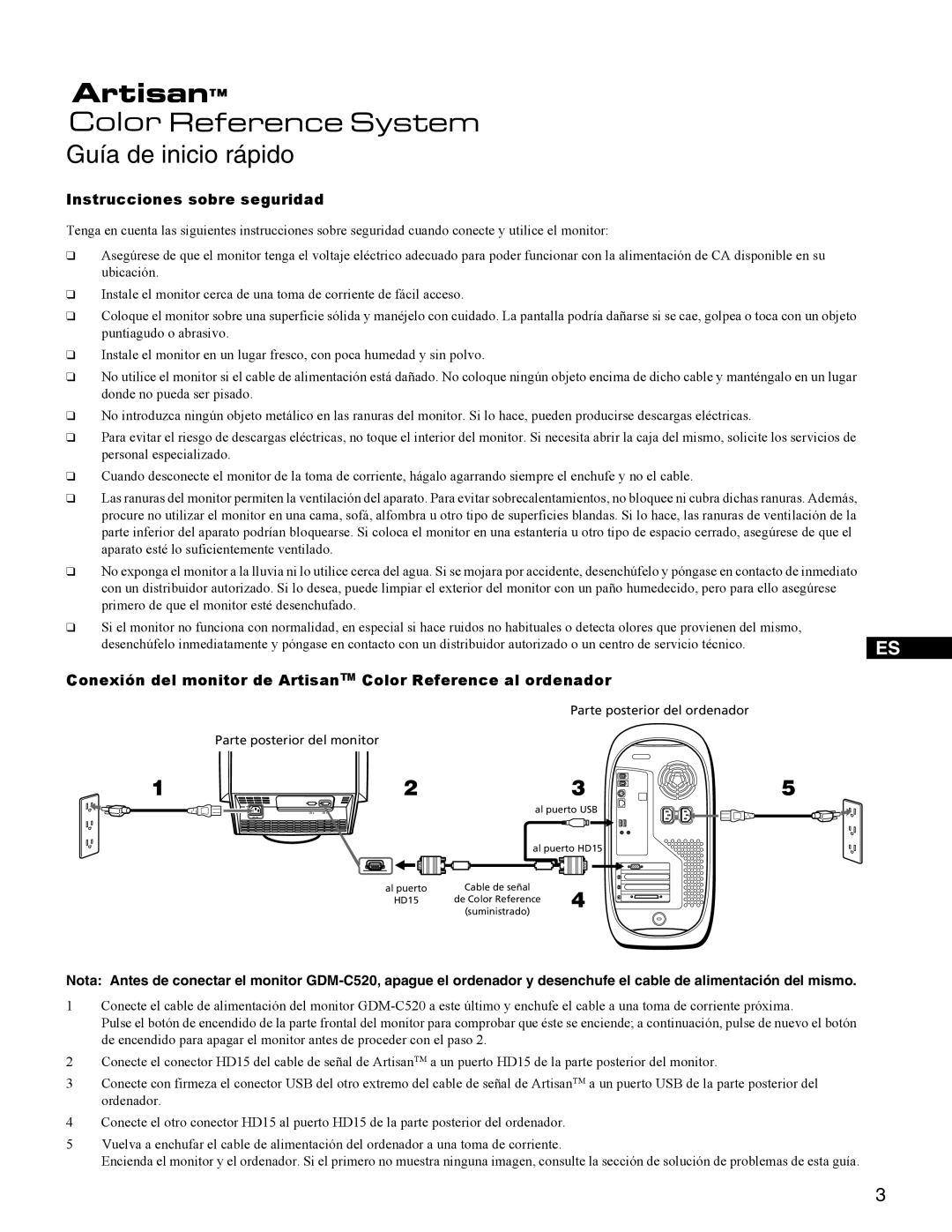 Sony GDM-C250K setup guide Guía de inicio rápido, Instrucciones sobre seguridad 