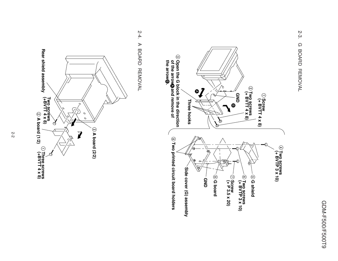 Sony GDM-F500T9 service manual Screw + Bvtt 4 x Two screws + Bvtt 4 x 