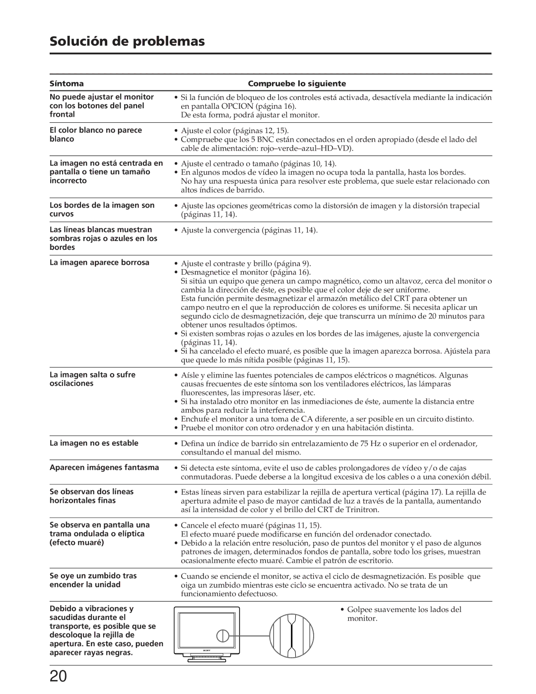 Sony GDM-W900 operating instructions Solución de problemas 