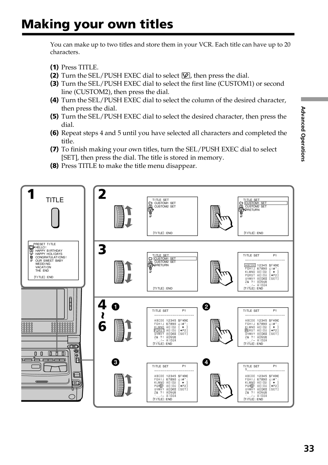 Sony GV-D800 manual Making your own titles 