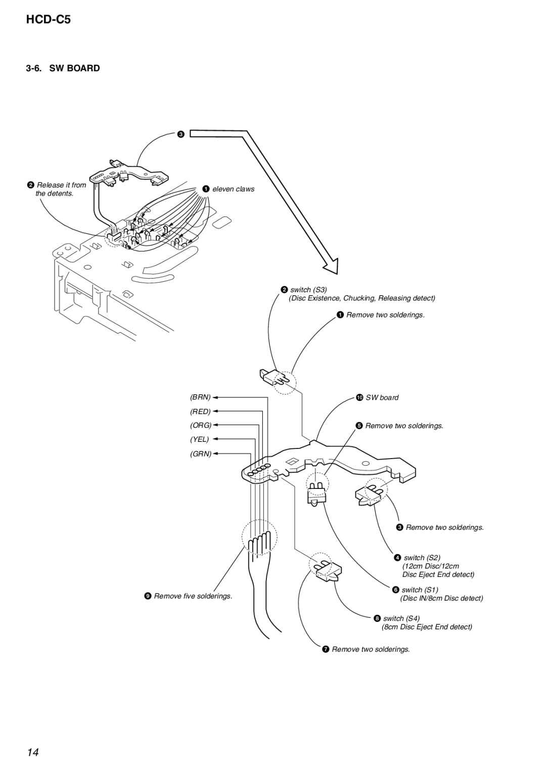 Sony HCD-C5 service manual SW Board 