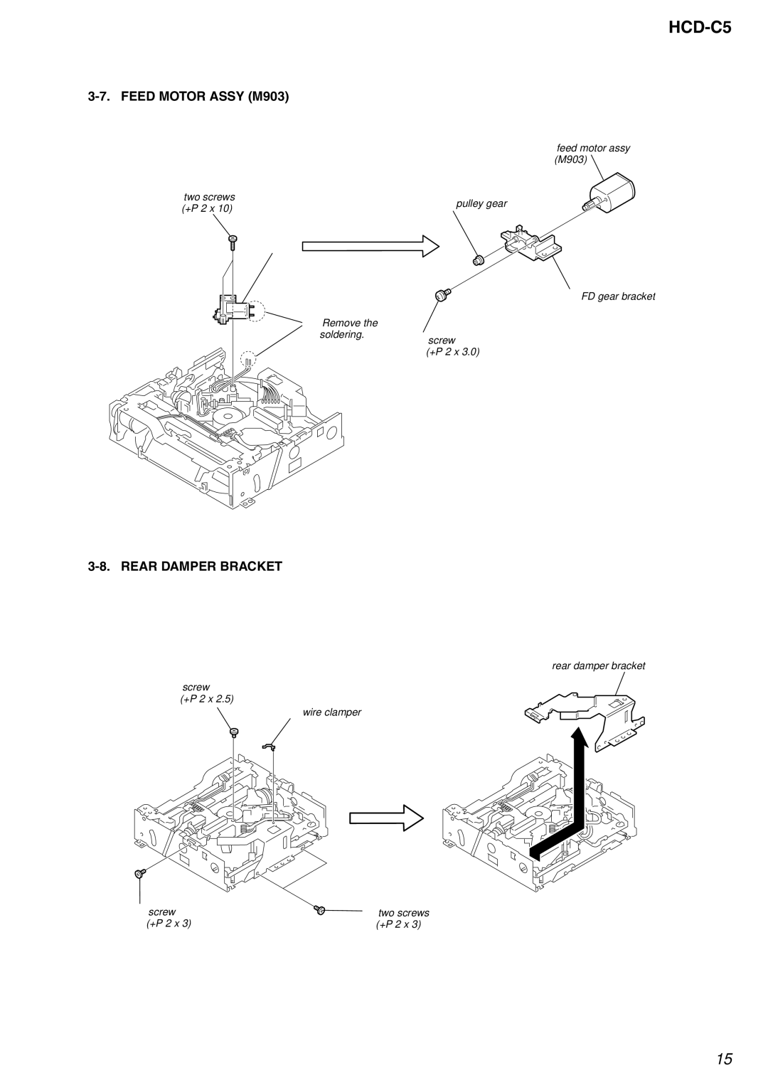 Sony HCD-C5 service manual Feed Motor Assy M903, Rear Damper Bracket 