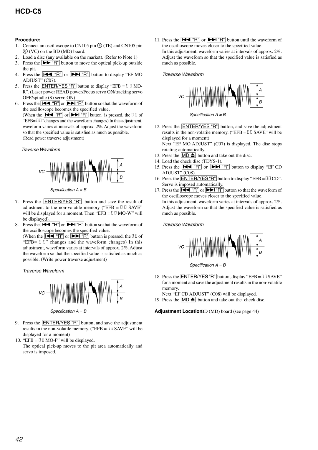 Sony HCD-C5 service manual Read power traverse adjustment 