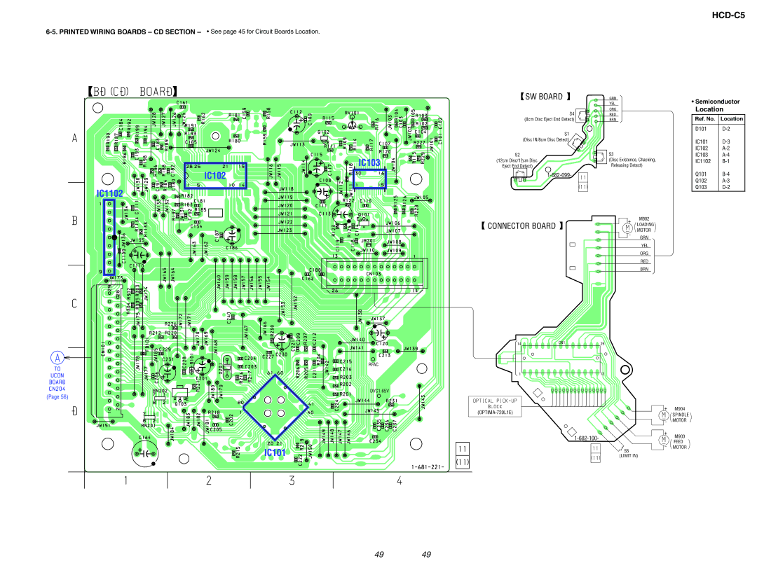 Sony HCD-C5 service manual Location, Semiconductor 