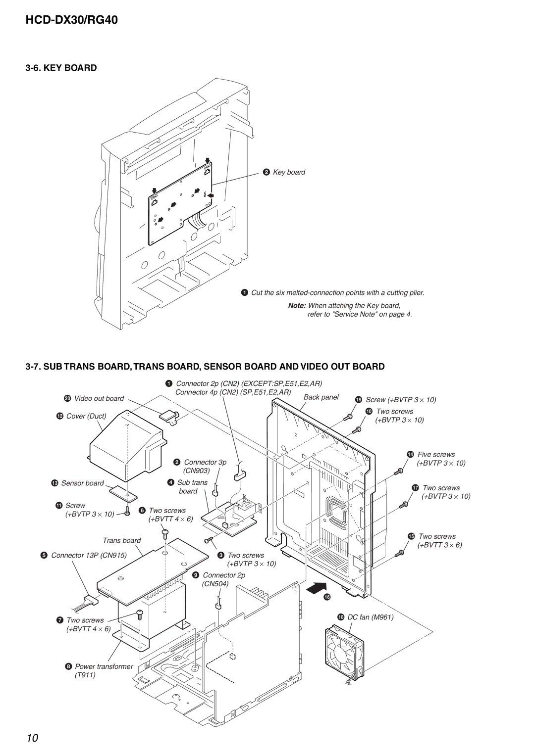 Sony HCD-DX30, HCD-RG40 specifications KEY Board 