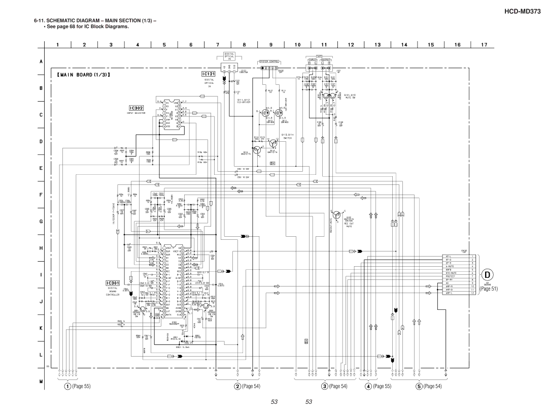 Sony HCD-MD373 service manual Schematic Diagram Main /3, See page 68 for IC Block Diagrams 