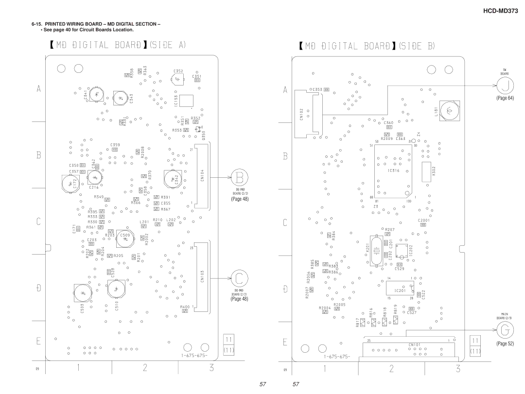 Sony HCD-MD373 service manual Printed Wiring Board MD Digital Section, See page 40 for Circuit Boards Location 