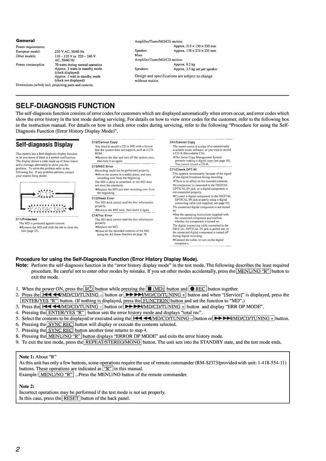 Sony HCD-MD373 service manual Self-Diagnosisfunction 