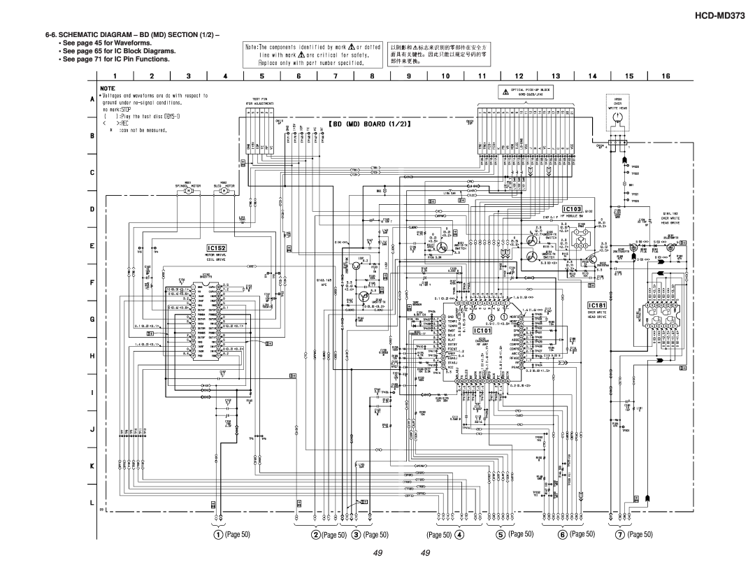 Sony HCD-MD373 SCHEMATIC DIAGRAM – BD MD /2, •See page 65 for IC Block Diagrams, •See page 71 for IC Pin Functions, Page 