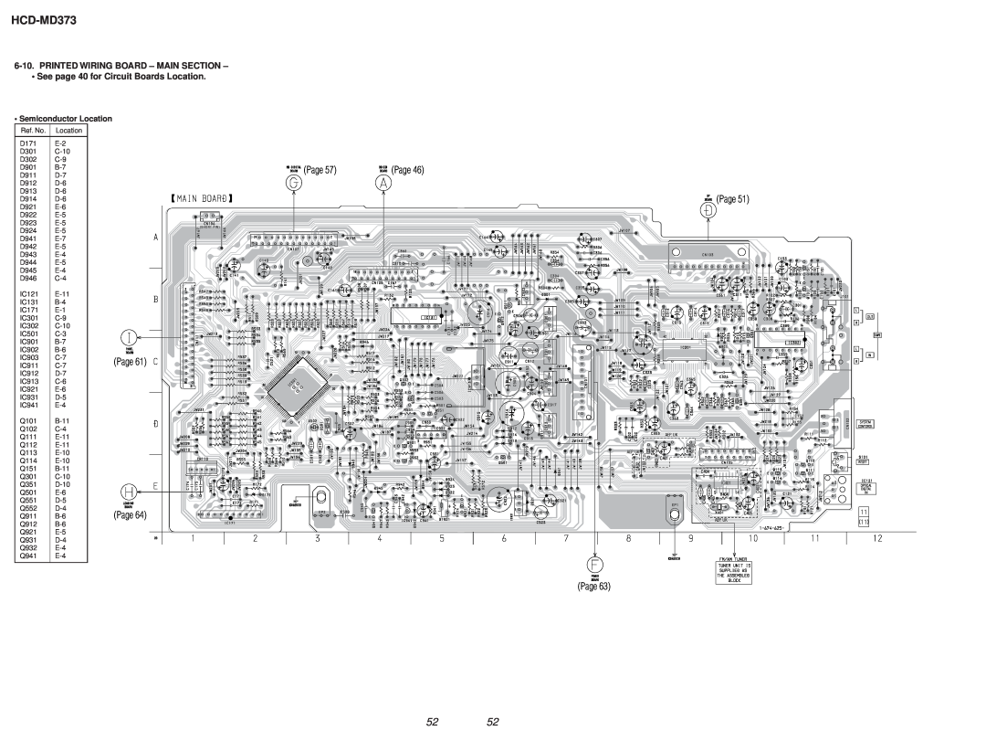 Sony HCD-MD373 Printed Wiring Board – Main Section, •See page 40 for Circuit Boards Location, Page, Semiconductor Location 