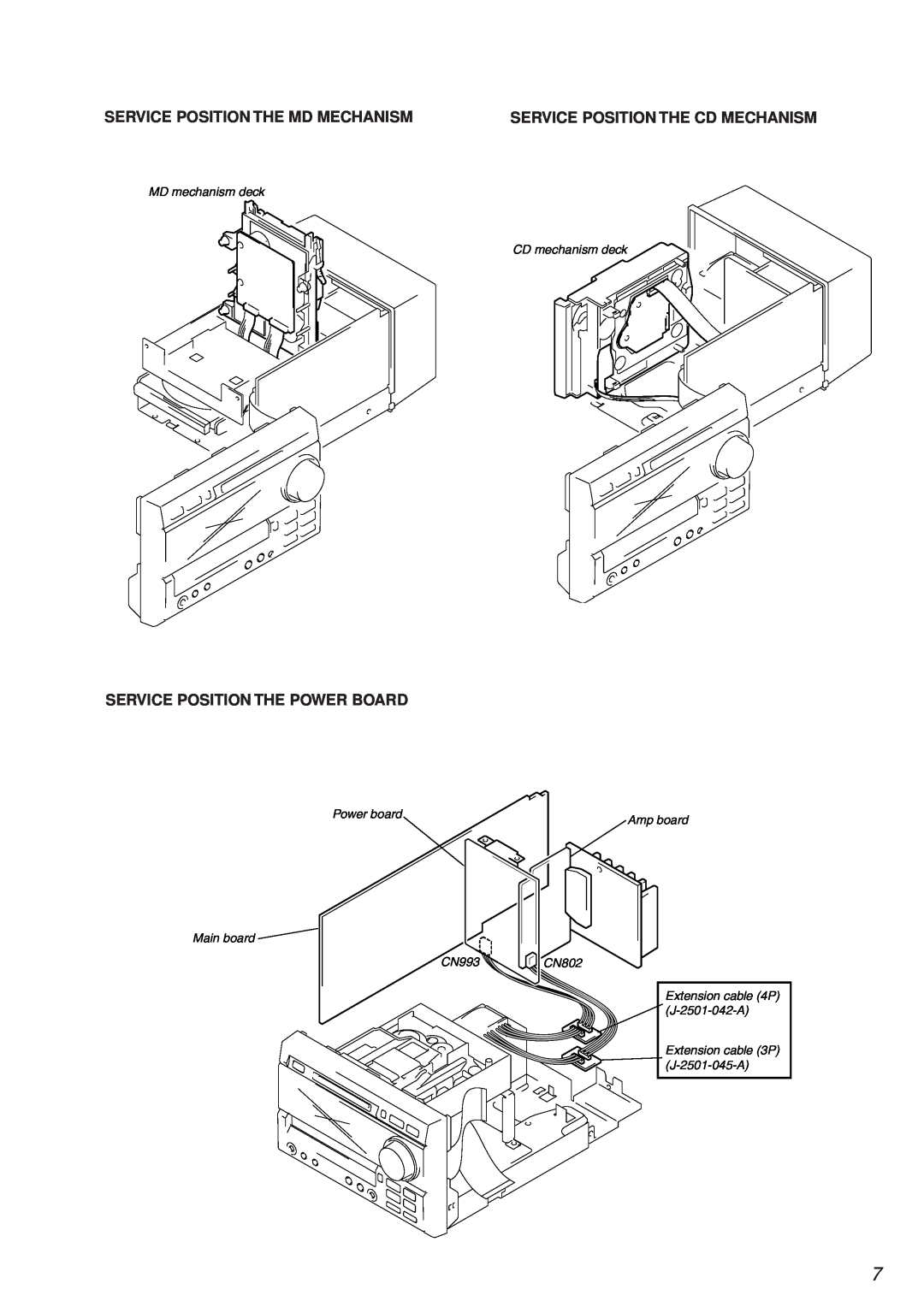 Sony HCD-MD373 Service Position The Md Mechanism, Service Position The Cd Mechanism, Service Position The Power Board 