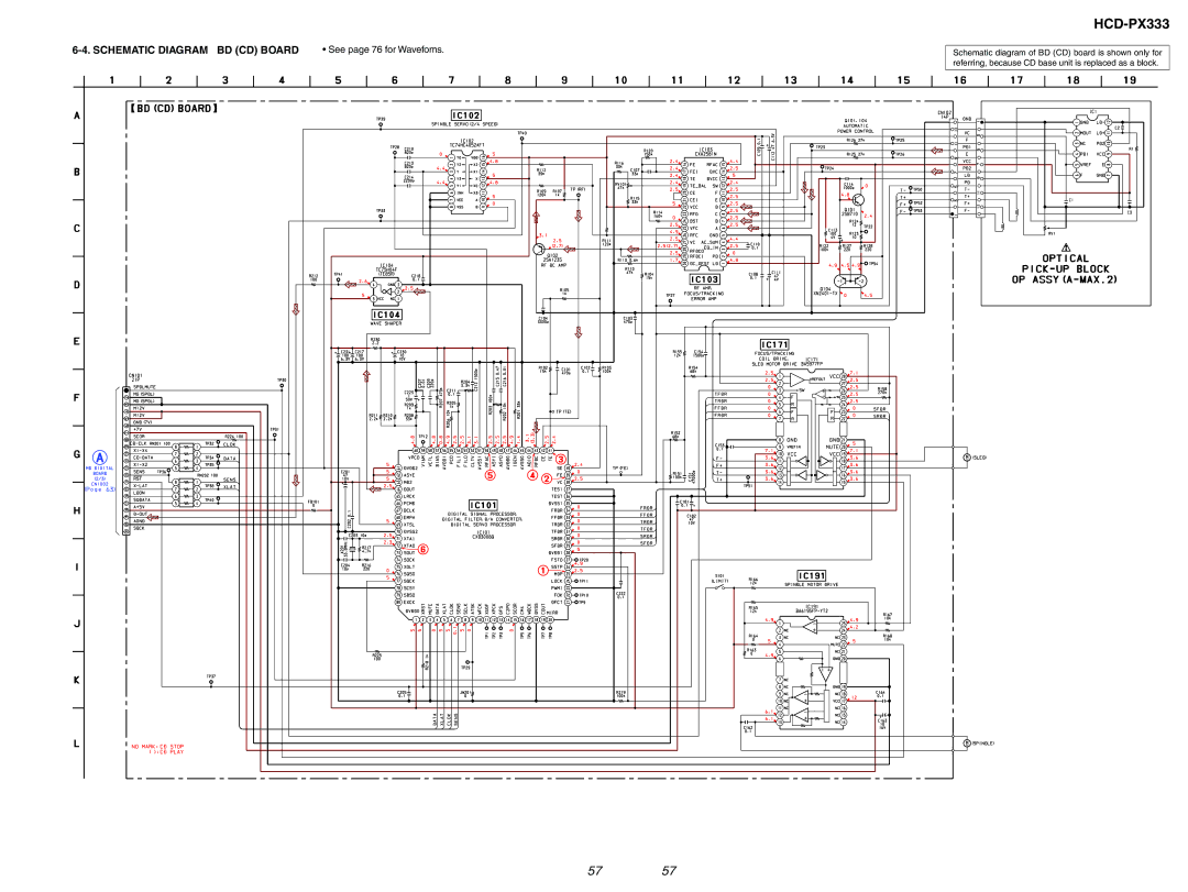 Sony HCD-PX333 specifications Schematic Diagram BD CD Board 