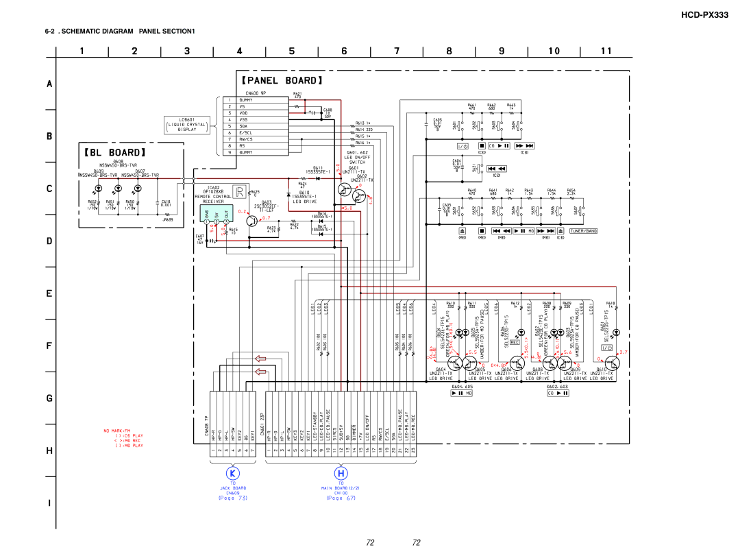 Sony HCD-PX333 specifications Schematic Diagram Panel 