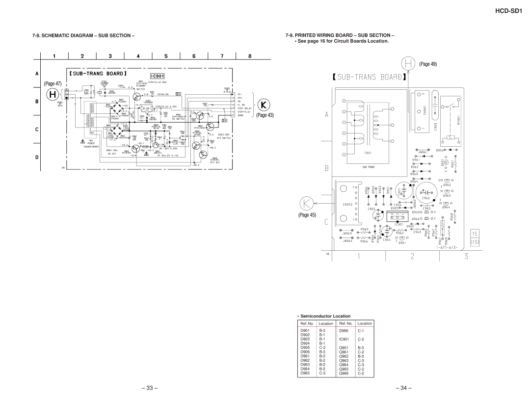 Sony hcd-sd1 service manual Schematic Diagram SUB Section, Printed Wiring Board SUB Section 