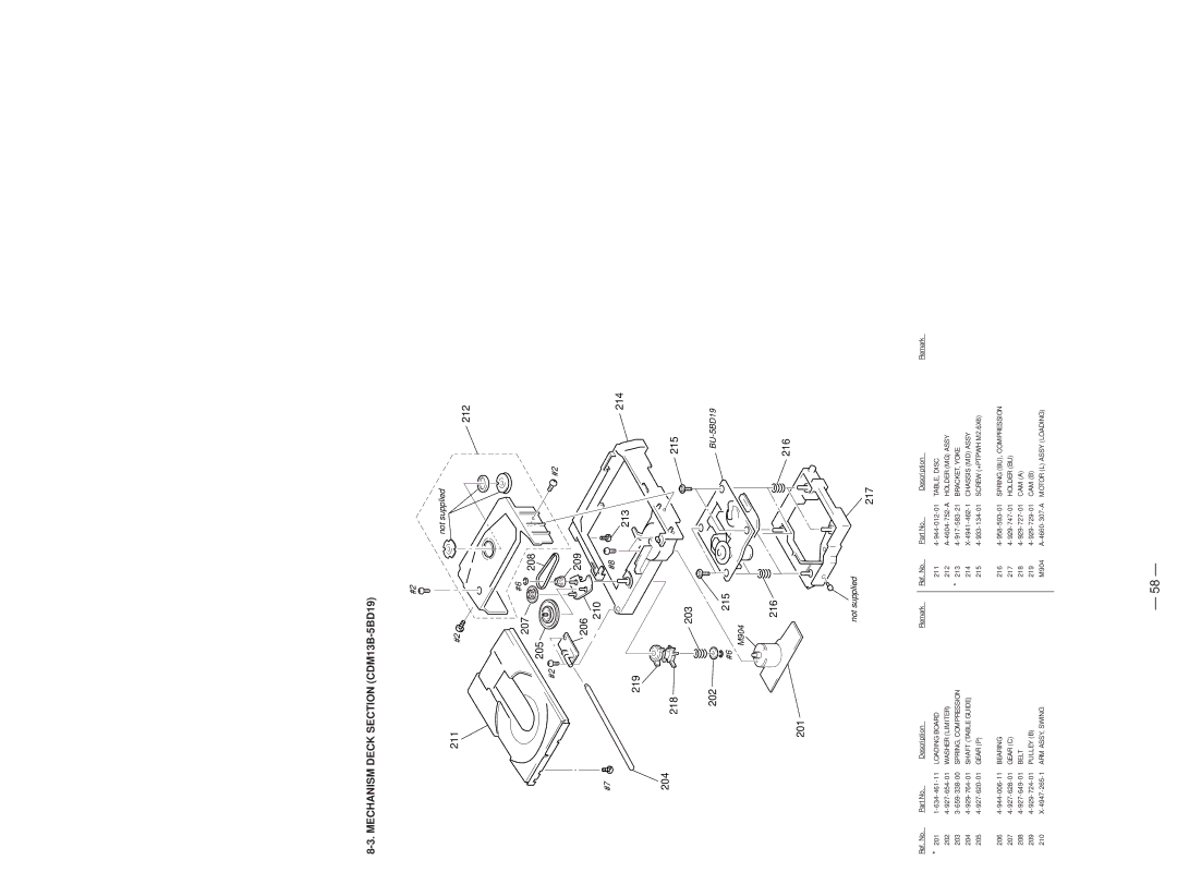 Sony hcd-sd1 service manual Mechanism Deck Section CDM13B-5BD19, 217 