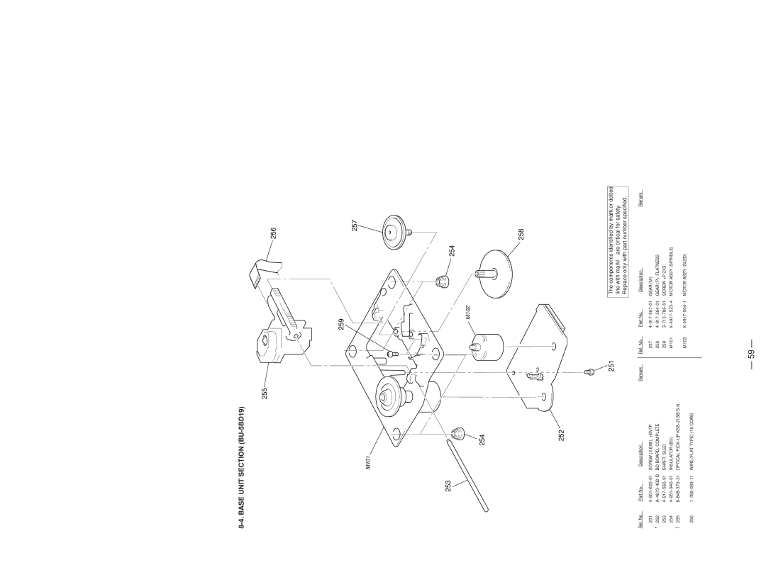 Sony hcd-sd1 service manual Base Unit Section BU-5BD19, 254 252 251 256 257 258 